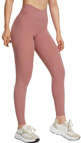 JOYSPELS Sport Leggings Damen Blickdicht Gym Sporthose Scrunch Leggins Push Up Laufhose Yogahose, Wüstenrot L von JOYSPELS