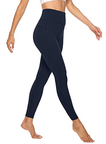 JOYSPELS Sport Leggings Damen High Waist Sporthose mit Tasche Leggins Blickdicht Sportleggins Yogahose, Navy, M von JOYSPELS