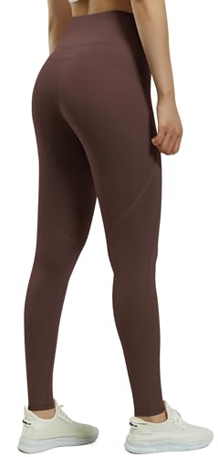 JOYSPELS Sport Leggings Damen High Waist Sporthose mit Tasche Yoga Leggins Blickdicht Sportleggins Yogahose Laufhose, Wildbraun, L von JOYSPELS