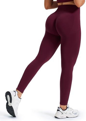 JOYSPELS Sport Leggings Damen Scrunch Butt, Sporthose Damen Lang Blickdicht Po Push Up Gym Seamless Leggins Tights Cordovan L von JOYSPELS