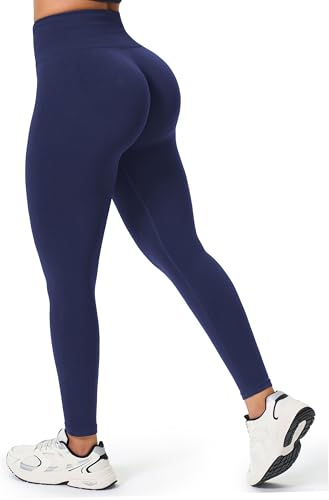 JOYSPELS Sport Leggings Damen Scrunch Butt, Sporthose Damen Lang Blickdicht Po Push Up Seamless Leggins Gym Shape Tights Yogahose Marineblau Neu S von JOYSPELS
