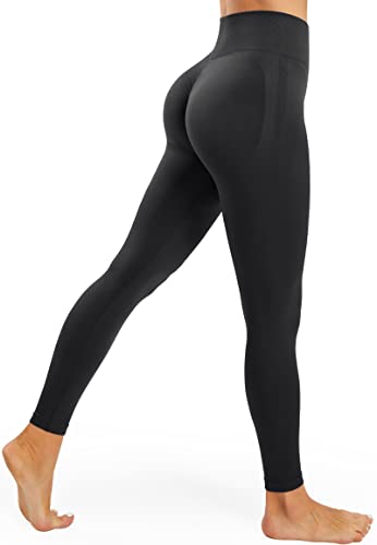 JOYSPELS Sport Leggings Damen Scrunch Butt, Sporthose Damen Lang Blickdicht Po Push Up Seamless Leggins Tights Schwarz L von JOYSPELS