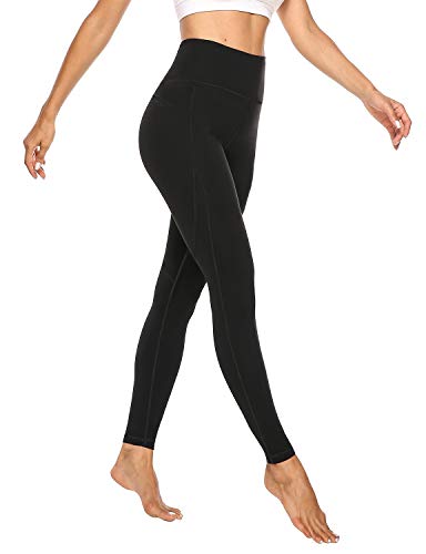 JOYSPELS Sport Leggings Damen High Waist Sporthose mit Tasche Leggins Blickdicht Sportleggins Yogahose, Schwarz, XXL von JOYSPELS
