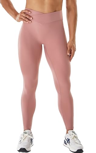 JOYSPELS V Crossover Workout-Leggings mit hoher Taille für Damen, Scrunch Butt Lifting, Fitnessstudio, Strumpfhose, Bauchkontrolle, Yogahose, Dusk Pink, M von JOYSPELS