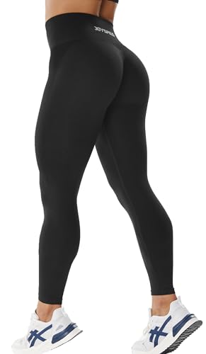 JOYSPELS Workout-Leggings für Damen, Bauchkontrolle, Fitnessstudio, Fitness, Yoga-Hose, Schwarz, M von JOYSPELS