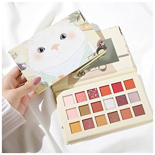 Beauty palette 18Colors Lidschatten-Palette Faule Katze Tier Lidschatten Matte Palette Kosmetik Schimmer Augen Schönheit Makeup Glitter Make up palette(18 colors) von JOYTILLGU