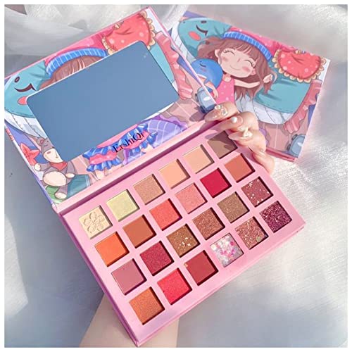 Beauty palette 24 Farben Strawberry Girl Eyeshadow-Palette Glitzer Perllegierender Lidschatten Wasserdichte Augenplatte Niedlichen Make-up Weiblichen Kosmetik Make up palette(24 Caring girl) von JOYTILLGU