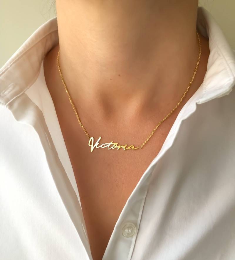14K Solid Gold Namenskette Personalisiertes Schmuckgeschenk von JOYpersonalized