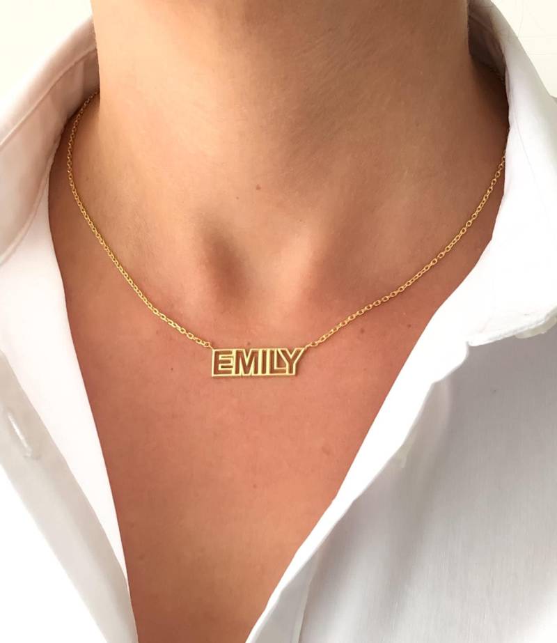 Zierliche Name Halskette, Ausgeschnitten Namen Personalisierte Wort, Benutzerdefinierte Kleine Nakel von JOYpersonalized