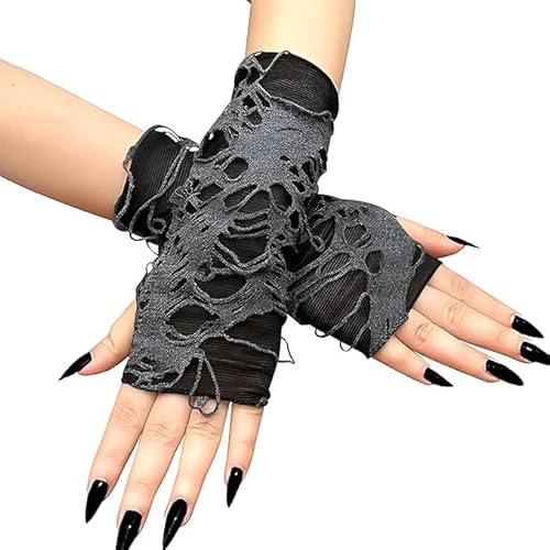 JOZMMZEOOA Netzhandschuhe 1 Paar Gothic Schwarze Handschuhe Kostüm 28 * 14 CM Halloween Hexen Handschuhe Fingerlose Netzhandschuhe Damen,für Rollenspiel Halloween Party Kostüm Kostümzubehör von JOZMMZEOOA