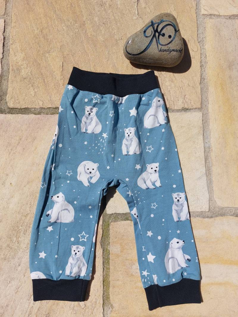 Pumphose/Babyhose Mit Eisbären Eisblau Größe 68 von JOhandgmacht