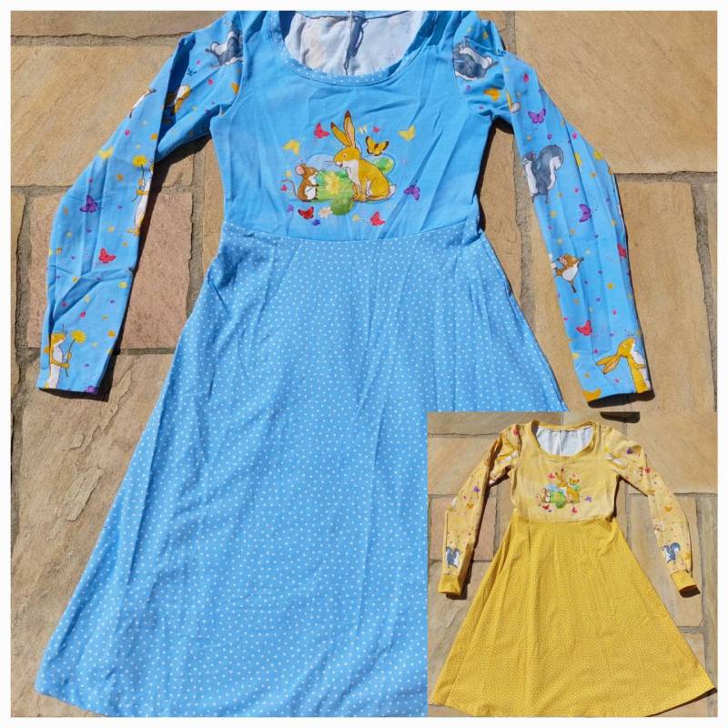 Kleid Langarm Aus Jersey "Weißt Du Eigentlich Wie Lieb Ich Dich Hab" Hellblau Größe 146/xxs Ostern von JOhandgmacht