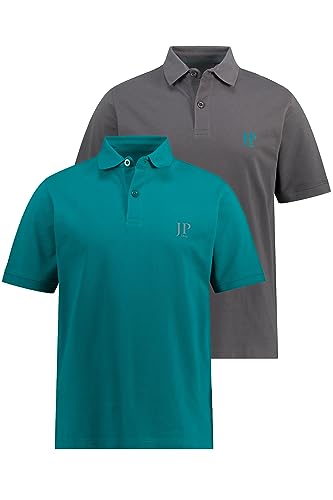 JP 1880 Herren große Größen Übergrößen Menswear L-8XL Poloshirts, Basic, 2er-Pack, Piqué, gekämmte Baumwolle Petrol 4XL 704317460-4XL von JP 1880