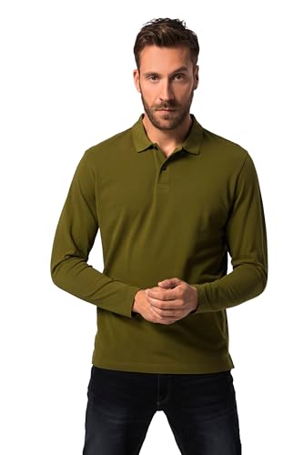 JP 1880 Herren, Basic, Langarm, Piqué, Bis 8 XL Poloshirt, moosgrün, 3XL von JP 1880