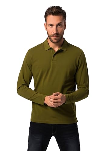 JP 1880 Herren, Basic, Langarm, Piqué, Bis 8 XL Poloshirt, moosgrün, 5XL von JP 1880