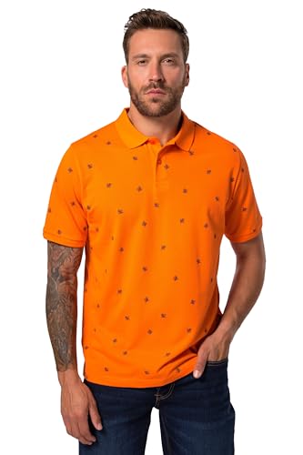 JP 1880 Herren, Minimal Print, Jersey, 1/2 Poloshirt, Clementine, XXL von JP 1880