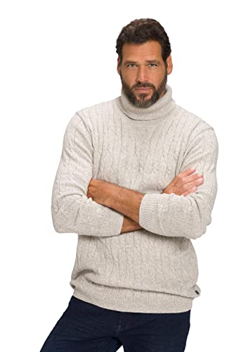 JP 1880 Herren große Größen Übergrößen Menswear L-8XL Pullover, Zopfmuster, Rollkragen Sand 6XL 809084310-6XL von JP 1880