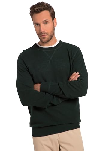 JP 1880 Herren, Wollmix mit Muster, Rundhals mit Details, bis 8 XL Pullover, tannengrün, 3XL Größen von JP 1880