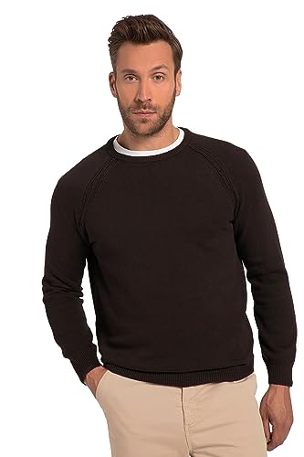 JP 1880 Herren, offene Kanten, Rundhals, Raglan-Langarm Pullover, Dunkelbraun, 5XL Größen von JP 1880