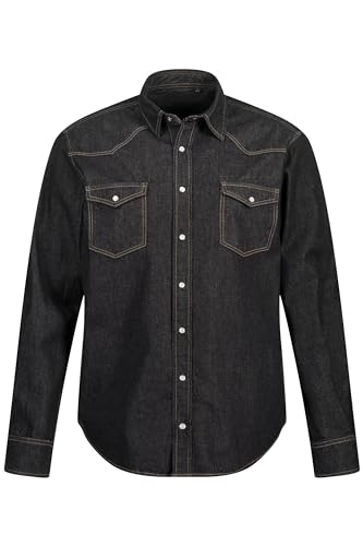 JP 1880 Herren Denimhemd, Mf, Kent Hemden, Black, 7XL von JP 1880