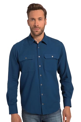 JP 1880 Herren Flanell, Langarm, Kentkragen, Modern Fit Hemden, Nachtblau, XXXXXXL von JP 1880