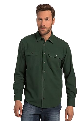 JP 1880 Herren Flanell, Langarm, Kentkragen, Modern Fit Hemden, dunkelgrün, XXXXXXXL von JP 1880