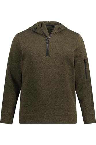 JP 1880 Herren große Größen Übergrößen Menswear L-8XL Strickfleece-Hoodie, Kapuze, halber Zipper tannengrün 4XL 812942640-4XL von JP 1880