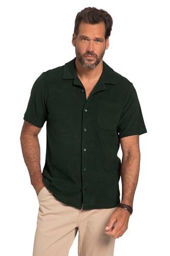 JP 1880 Herren Frottee, Halbarm, Kubakragen, Modern Basic Fit Hemden, tannengrün, XXL Größen von JP 1880