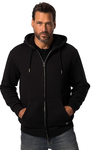 JP 1880 Herren Hoodiejacke, Outdoor, Sweatjacke, Kapuze, Teddyfutter, Zipper, bis 8 XL Kapuzenpullover, schwarz, 8XL Größen von JP 1880