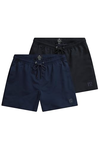 JP 1880 Herren Jay-PI Badeshorts, Beachwear, 2er-Pack, Elastikbund Badehose, schwarz, 3XL Größen von JP 1880