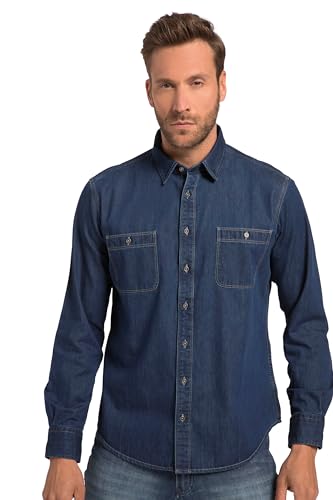 JP 1880 Herren Jeanshemd, Langarm, Kentkragen, Modern Fit, bis 8 XL Hemden, Blue Denim, 6X-Large von JP 1880