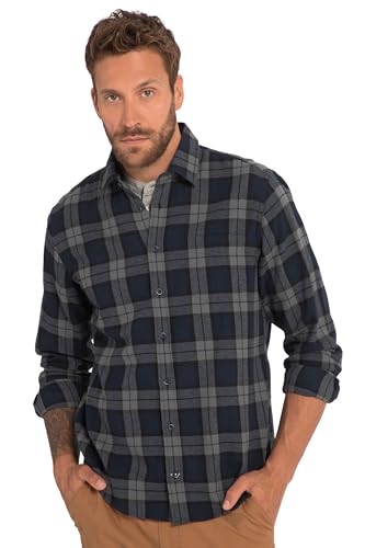 JP 1880 Herren große Größen Übergrößen Menswear L-8XL Karohemd, Langarm, Flanell, Kentkragen, Modern Fit Navy blau 6XL 820474130-6XL von JP 1880