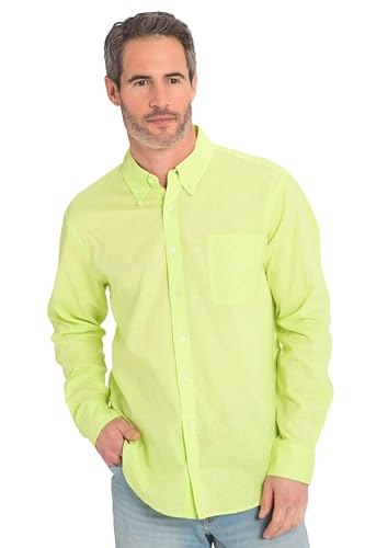 JP 1880 Herren Leinenmixhemd, Langarm, Buttondown-kragen, Modern Fit Hemd, Neon Gelb, 6XL EU von JP 1880