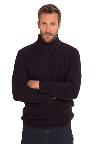 JP 1880 Herren Rollkragen, Wollmix, vorne Zopfmuster Pullover, Schwarze johannissbeere, 5XL Größen von JP 1880