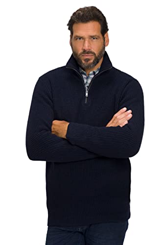 JP 1880 Herren große Größen Übergrößen Menswear L-8XL Troyer, Pullover, Patentstrick, Stehkragen, Zipper Navy blau 5XL 809093130-5XL von JP 1880