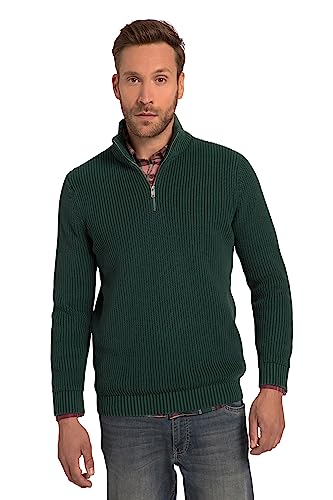 JP 1880 Herren Stricktroyer, Stonewashed, Stehkragen, Zipper Pullover, tannengrün, 7XL Grande Taille von JP 1880