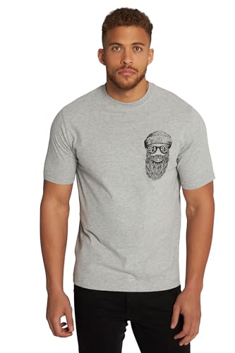 JP 1880 Herren T-shirt mit Brustprint T Shirt, Grau Melange, XXL EU von JP 1880