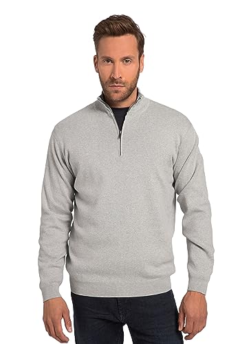 JP 1880 Herren Troyer FLEXNAMIC, Strick, Stehkragen mit Zipper Pullover, grau Melange, 5X-Large von JP 1880