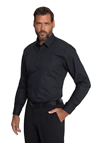JP 1880 Herren große Größen L-8XL Hemd,Umschlagmanschette inkl. Manschettenknöpfen, Kentkragen, Modern Fit, bügelfrei schwarz 5XL 812020130-5XL von JP 1880