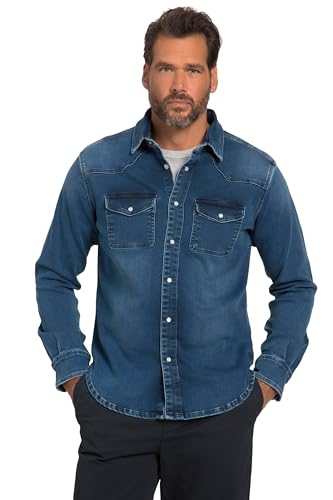 JP 1880, Herren, Große Größen, Jeanshemd, Flexnamic, Denim, Langarm, Kentkragen, Modern Basic Fit, Western Look von JP 1880