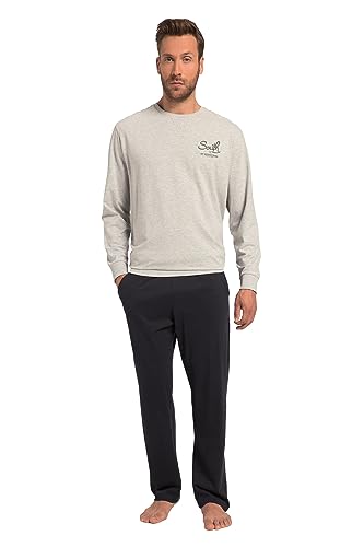 JP 1880 Herren große Größen L-8XL Schlafanzug, Bauchfit, Homewear, Zweiteiler, Langarmshirt, Lange Hose, bis 8 XL grau Melange 4XL 819862123-4XL von JP 1880