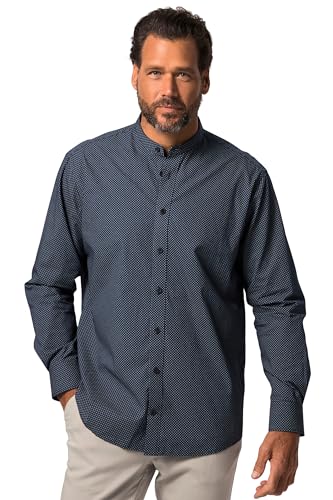 JP 1880 Herren große Größen Menswear L-8XL Businesshemd, Langarm, Stehkragen, Minimal-Muster, Comfort Fit, bis 8 XL Navy blau 3XL 823614130-3XL von JP 1880