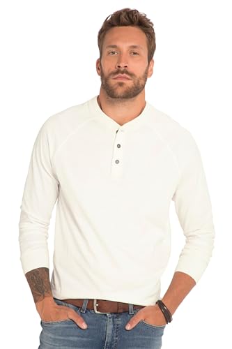 JP 1880 Herren große Größen Menswear L-8XL Henley, Oeko-TEX, Langarm, Flammjersey, Rundhals, Knopfleiste, bis 8 XL Offwhite 3XL 820744200-3XL von JP 1880