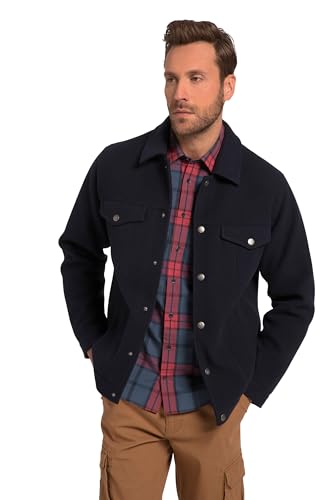 JP 1880 Herren große Größen Menswear L-8XL Jacke, Truckerstyle, Wolloptik, Druckknöpfe, Klappentaschen, bis 8 XL Navy blau XXL 819968130-XXL von JP 1880