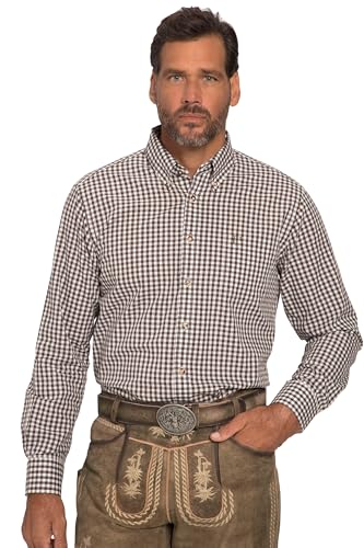 JP 1880 Herren große Größen Menswear L-8XL Karohemd, Trachten, Langarm, Buttondown-Kragen, Modern Fit, bis 8 XL Dunkelbraun 5XL 748509117-5XL von JP 1880