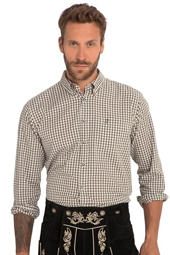 JP 1880 Herren große Größen Menswear L-8XL Karohemd, Trachten, Langarm, Buttondown-Kragen, Modern Fit, bis 8 XL dunkel Oliv 4XL 748509120-4XL von JP 1880