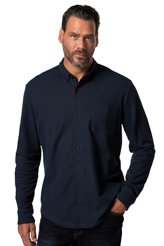 JP 1880 Herren große Größen Menswear L-8XL Piquéhemd, Langarm, Mini-Buttondown-Kragen, Modern Fit, bis 8 XL Navy blau 3XT 831506130-3XT von JP 1880