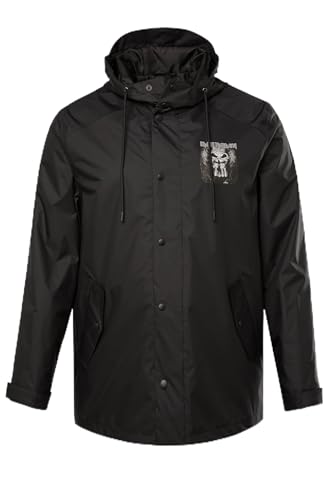 JP 1880 Herren große Größen Menswear L-8XL Regenjacke, Iron Maiden, wasserabweisend, Kapuze, Zipper, leichtes Futter schwarz 6XL 829191100-6XL von JP 1880