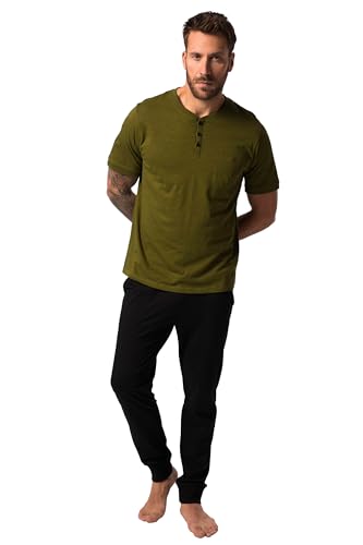 JP 1880 Herren große Größen Menswear L-8XL Schlafanzug, Homewear, Oeko-TEX, Zweiteiler, Henley, Lange Hose, bis 8 XL moosgrün 6XL 824100438-6XL von JP 1880