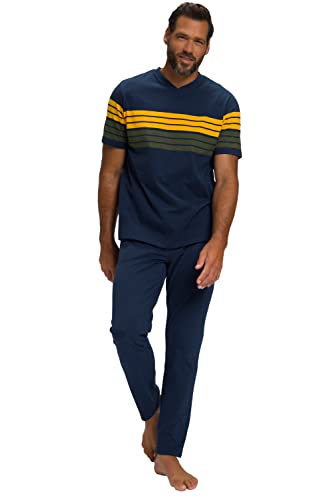 JP 1880 Herren große Größen Menswear L-8XL Schlafanzug, Zweiteiler, T-Shirt mit Ringeln, Lange Hose, bis 8 XL Mattes Nachtblau 5XL 809136130-5XL von JP 1880